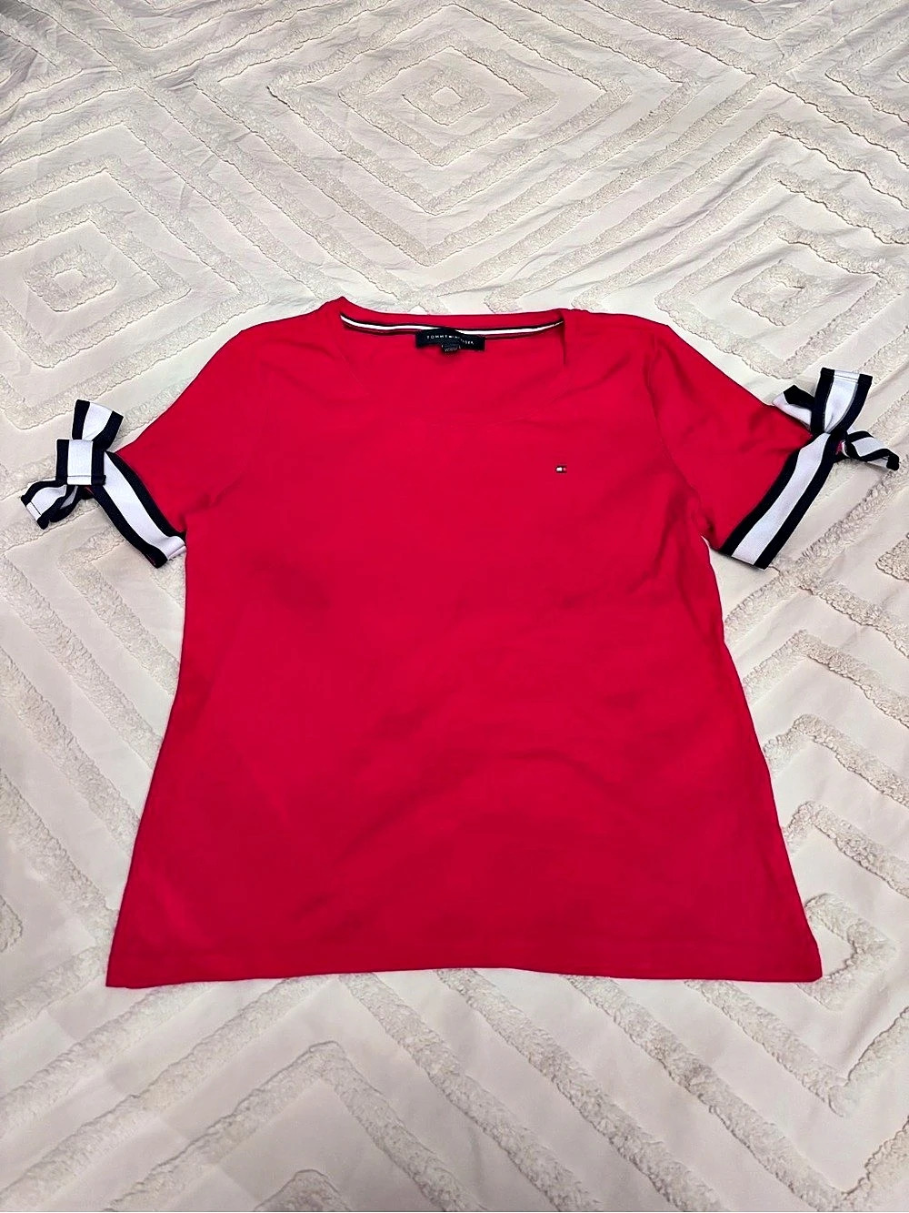 Tommy Hilfiger Bow Detail T-Shirt Red Large